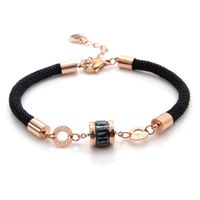 Großhandel Schmuck Strassenmode Geometrisch Seil Titan Stahl Strasssteine 18 Karat Vergoldet Armbänder main image 2