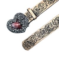 Retro Heart Shape Pu Leather Alloy Plating Inlay Artificial Gemstones Women's Leather Belts main image 2