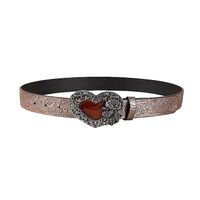 Retro Heart Shape Pu Leather Alloy Plating Inlay Artificial Gemstones Women's Leather Belts main image 3