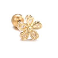 1 Piece Ig Style Simple Style Geometric Flower Butterfly Plating Inlay Brass Zircon 18k Gold Plated White Gold Plated Ear Studs main image 2