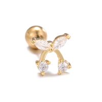 1 Piece Ig Style Simple Style Geometric Flower Butterfly Plating Inlay Brass Zircon 18k Gold Plated White Gold Plated Ear Studs sku image 1