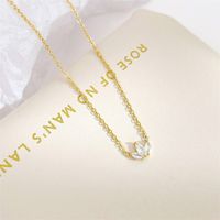 Simple Style Flower Stainless Steel Plating Inlay Zircon White Gold Plated Gold Plated Pendant Necklace main image 5