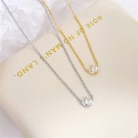 Simple Style Flower Stainless Steel Plating Inlay Zircon White Gold Plated Gold Plated Pendant Necklace main image 3