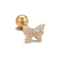 1 Piece Ig Style Simple Style Geometric Flower Butterfly Plating Inlay Brass Zircon 18k Gold Plated White Gold Plated Ear Studs sku image 4