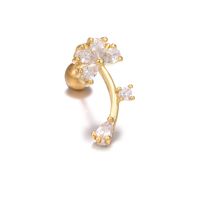 1 Piece Ig Style Simple Style Geometric Flower Plating Inlay Brass Zircon 18k Gold Plated White Gold Plated Ear Studs sku image 4