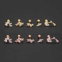 1 Piece Ig Style Simple Style Geometric Flower Plating Inlay Brass Zircon 18k Gold Plated White Gold Plated Ear Studs main image 3