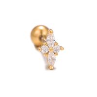 1 Piece Ig Style Simple Style Geometric Flower Plating Inlay Brass Zircon 18k Gold Plated White Gold Plated Ear Studs sku image 1