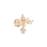 1 Piece Ig Style Simple Style Geometric Flower Plating Inlay Brass Zircon 18k Gold Plated White Gold Plated Ear Studs sku image 13