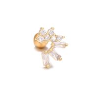 1 Piece Ig Style Simple Style Geometric Flower Plating Inlay Brass Zircon 18k Gold Plated White Gold Plated Ear Studs sku image 10
