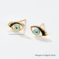 1 Pair Cute Romantic Simple Style Devil's Eye Epoxy Inlay Sterling Silver Zircon 18K Gold Plated Ear Studs main image 2