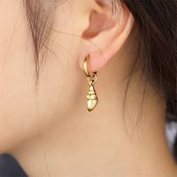 1 Pair Simple Style Classic Style Starfish Conch Shell Plating Stainless Steel 18K Gold Plated Earrings main image 2