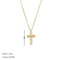 Simple Style Classic Style Cross Stainless Steel Plating Inlay Zircon White Gold Plated Gold Plated Women's Pendant Necklace sku image 1