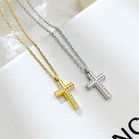 Simple Style Classic Style Cross Stainless Steel Plating Inlay Zircon White Gold Plated Gold Plated Women's Pendant Necklace main image 3