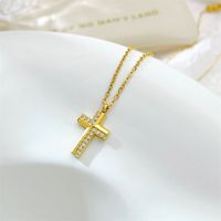 Simple Style Classic Style Cross Stainless Steel Plating Inlay Zircon White Gold Plated Gold Plated Women's Pendant Necklace main image 4