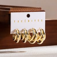 Lässig Einfacher Stil Runden Kupfer 14 Karat Vergoldet Reif Ohrringe In Masse sku image 1