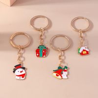 Cute Christmas House Snowman Alloy Christmas Bag Pendant Keychain main image 7