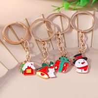Cute Christmas House Snowman Alloy Christmas Bag Pendant Keychain main image 1