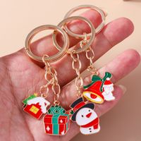 Cute Christmas House Snowman Alloy Christmas Bag Pendant Keychain main image 2