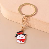 Cute Christmas House Snowman Alloy Christmas Bag Pendant Keychain main image 6