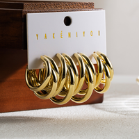 Lässig Einfacher Stil Runden Kupfer 14 Karat Vergoldet Reif Ohrringe In Masse sku image 4