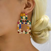 1 Pair Fashion Geometric Rhinestone Plating Women's Drop Earrings main image 5