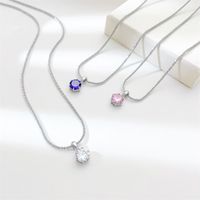 Classic Style Solid Color Stainless Steel Zircon Pendant Necklace In Bulk main image 2