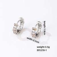 1 Piece Hip-Hop Vintage Style Simple Style Cross Plating Inlay 304 Stainless Steel Copper Zircon Gold Plated Silver Plated Hoop Earrings sku image 1