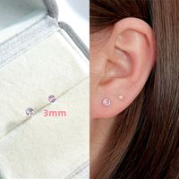 S925 Sterling Silver Needle Pink Diamond Stud Earrings Female Compact Mini 3a Grade Zircon Ear Bone Stud Sleeping No Need To Take Off Ear-caring Earrings sku image 1