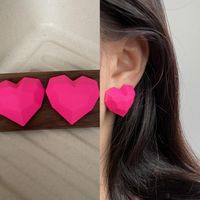 1 Pair Elegant Modern Style Heart Shape Stoving Varnish Alloy Ear Studs sku image 2