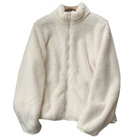 Women's Casual Solid Color Zipper Coat Polar Fleece Coat main image 4