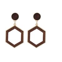 1 Pair Elegant Simple Style Geometric Asymmetrical Irregular Alloy Wood Drop Earrings main image 2