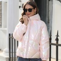 Femmes Décontractée Couleur Unie Fermeture Éclair Manteau Vêtements En Coton main image 1