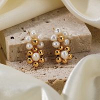 1 Pair Sweet Flower Plating Copper 18k Gold Plated Ear Studs main image 3