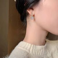 1 Pair Korean Style Square Inlay Alloy Rhinestones Drop Earrings main image 2