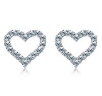 Wholesale Elegant Heart Shape Sterling Silver Plating Inlay Moissanite Ear Studs main image 3