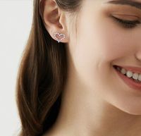 Wholesale Elegant Heart Shape Sterling Silver Plating Inlay Moissanite Ear Studs main image 5