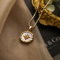 Simple Style Commute Star Bee Copper 18k Gold Plated Shell Zircon Pendant Necklace In Bulk sku image 3
