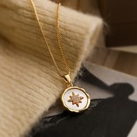 Simple Style Commute Star Bee Copper 18k Gold Plated Shell Zircon Pendant Necklace In Bulk main image 4