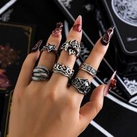 Exaggerated Simple Style Cool Style Pentagram Animal Bat Alloy Irregular Round Alloy Women's Rings sku image 1