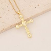 Wholesale Commute Cross Copper Inlay 18K Gold Plated Zircon Pendant Necklace sku image 6
