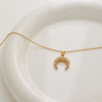 Elegant Moon Stainless Steel 18k Gold Plated Zircon Necklace In Bulk main image 5