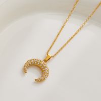 Élégant Lune Acier Inoxydable Plaqué Or 18k Zircon Collier En Masse main image 4