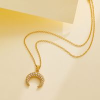 Elegant Moon Stainless Steel 18k Gold Plated Zircon Necklace In Bulk main image 6