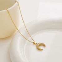 Elegant Moon Stainless Steel 18k Gold Plated Zircon Necklace In Bulk main image 1