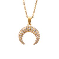 Elegant Moon Stainless Steel 18k Gold Plated Zircon Necklace In Bulk sku image 1