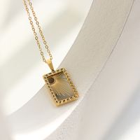 Wholesale Jewelry Moon Sun Square Pendant Titanium Steel Necklace Nihaojewelry sku image 1