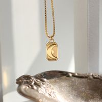 ¡venta Al Por Mayor! ¡venta Al Por Mayor! Colgante Cuadrado De Luna, Collar De Acero De Titanio Nihaojewelry sku image 2