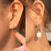 1 Pair Vintage Style Ethnic Style Sweet Geometric Plating Inlay Imitation Pearl Copper Copper Alloy Artificial Diamond Drop Earrings main image 2