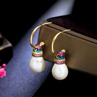 1 Pair Vintage Style Ethnic Style Sweet Geometric Plating Inlay Imitation Pearl Copper Copper Alloy Artificial Diamond Drop Earrings main image 6