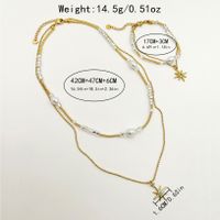 304 Stainless Steel Beaded Gold Plated Glam Commute Plating Inlay Star Crystal Beads Zircon Bracelets Necklace main image 2